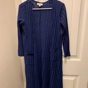 Lularoe navy ribbed Sarah (long cardigan)